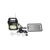Kit de urgenta in caz de calamitate: Radio, baterie 6V, 4.5Ah cu incarcare panou solar, 3 becuri/lanterna