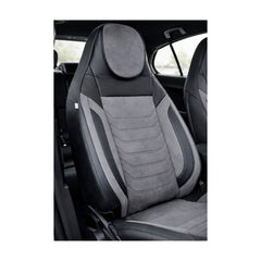 Huse scaune auto universale fractionate Premium cu tetiera fata incorporata negru cu gri