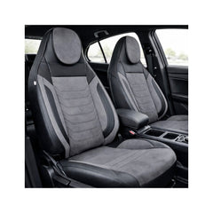 Huse scaune auto universale fractionate Premium cu tetiera fata incorporata negru cu gri