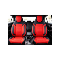 Huse scaune auto universale fractionate Premium cu tetiera fata incorporata negru cu rosu