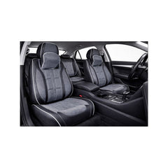 Huse scaune auto universale fractionate 9D Premium fata si spate negru gri antracit cusaturi gri