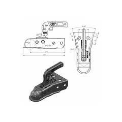 Cupla remorca 750 kg pentru bara tractare tip V