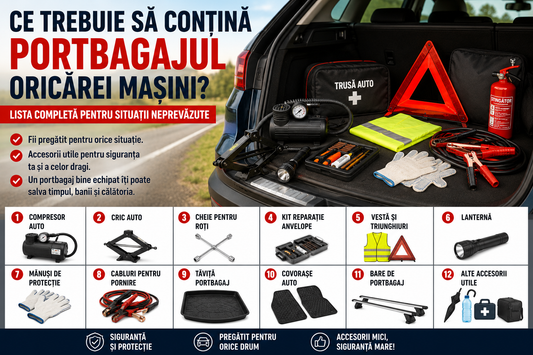 Ce Trebuie să Conțină Portbagajul Oricărei Mașini? Lista Completă pentru Situații Neprevăzute (2026)