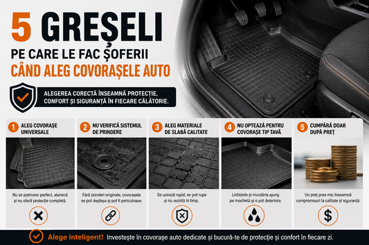 5 Greșeli pe Care le Fac Șoferii Când Aleg Covorașele Auto (și Cum le Poți Evita)