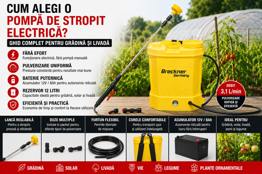 Cum Alegi o Pompă de Stropit Electrică? Ghid Complet pentru Grădină și Livadă