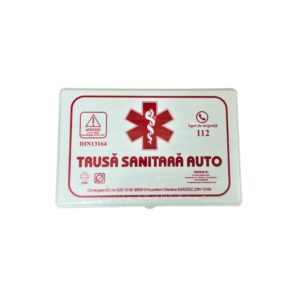 Kit siguranta auto complet – trusa, 2x triunghiuri, stingator, vesta, saculet