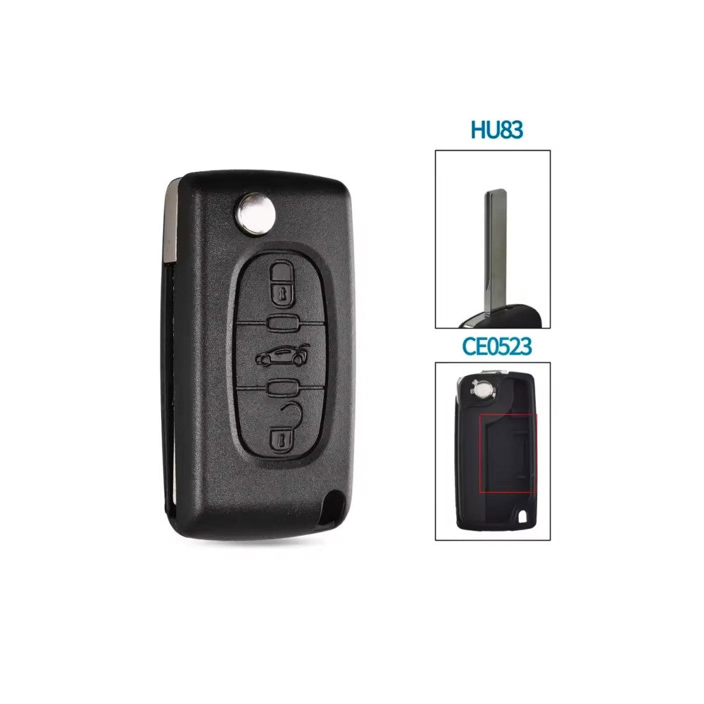 Carcasa telecomanda compatibila Peugeot / Citroen , cu lamela