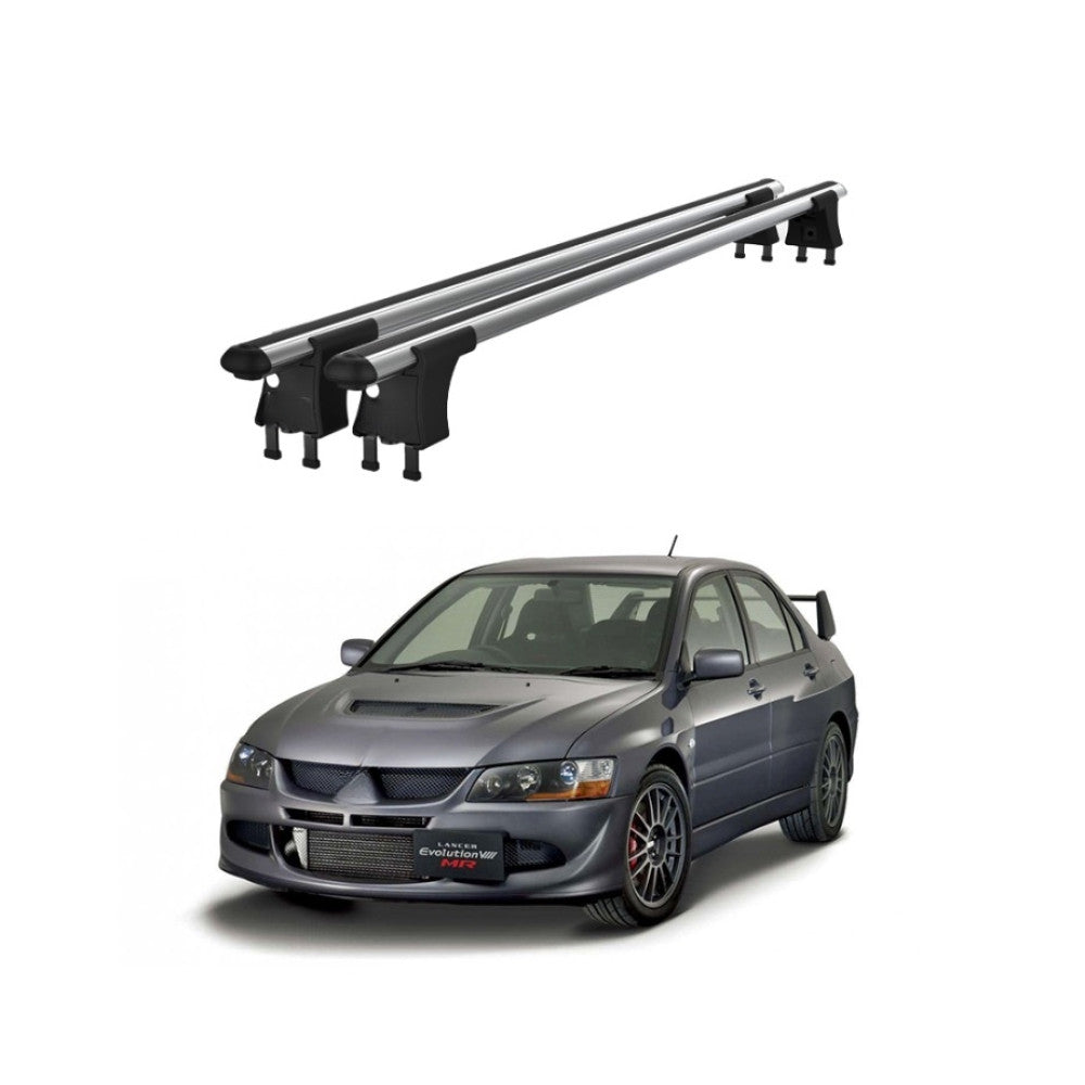 Set bare transversale aluminiu cu prindere in puncte fixe compatibile Mitsubishi Lancer VII 1995-2000 negre sau argintii