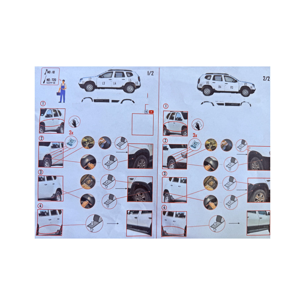 Set 12 protectii bandouri aripa si usa compatibil Dacia Duster I 2010-2017