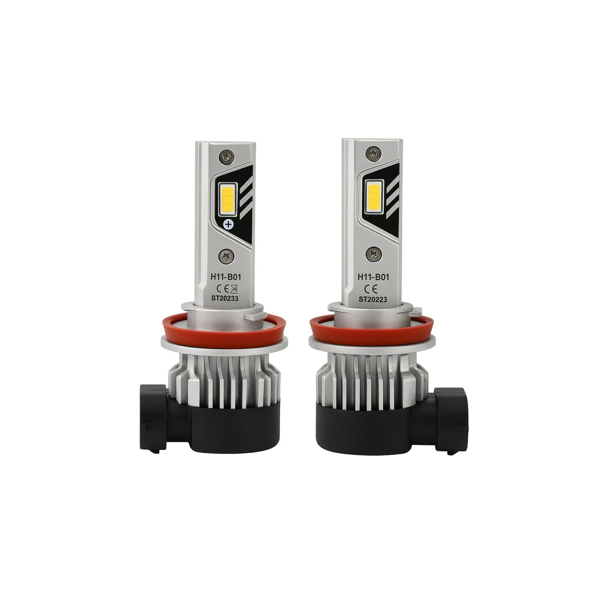 Set 2 becuri LED B01 H11 6000K pentru faruri auto, dimensiune apropiata de becul H11 standard