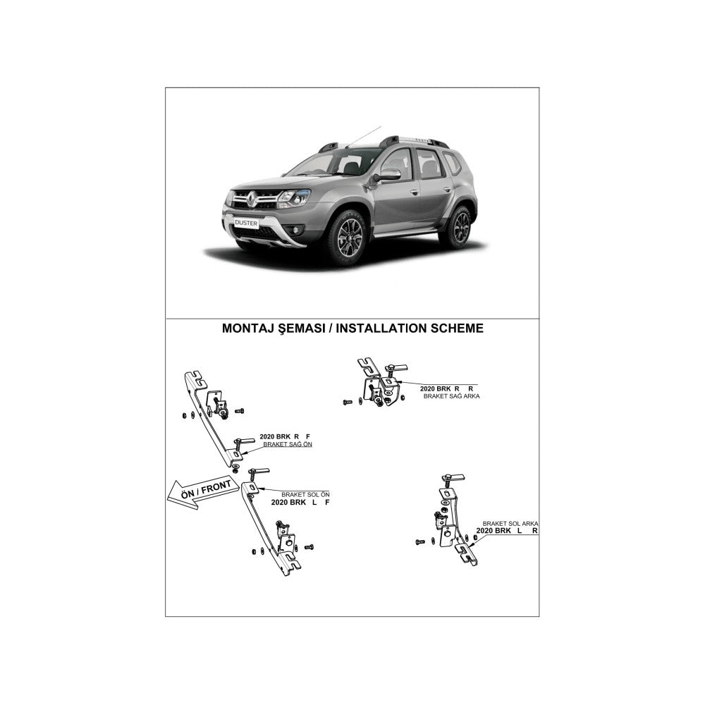 Praguri/Trepte laterale compatibile Dacia Duster 2009-2018 (V1 173cm+UD52/BRK01)