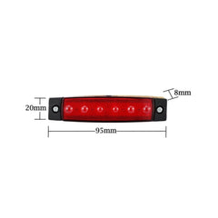 Lampa laterala LED rosie 6 LED 12V 14 x 51 95x20x10 mm