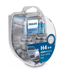 Set 2 Becuri auto Philips H4 White Vision Ultra, 12V, 55W