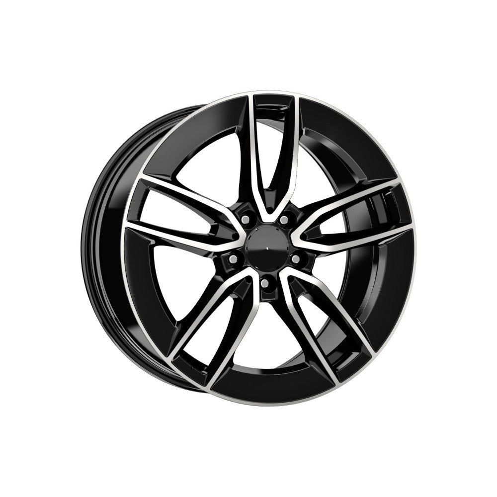 Set jante aliaj in doua latimi DY388 KM 18x8 fata 18x9 spate 5x112 negru diamond cut compatibile Mercedes