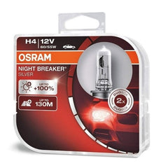 Set 2 becuri auto Osram H4 Night Breaker Silver +100%, 60/55W, 12V