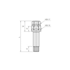 Cheie pentru prezon piulita cap ingropat imbus pentru cheie roata HEX 17 / HEX 19