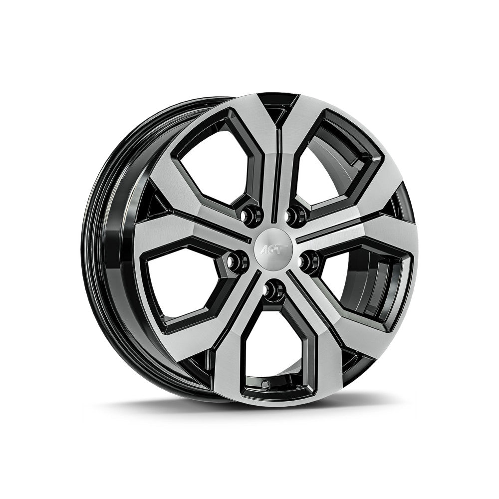 Set jante aliaj AGT 17x6.5 ET40 5x114.3 negru polish compatibile Dacia Renault Nissan Toyota