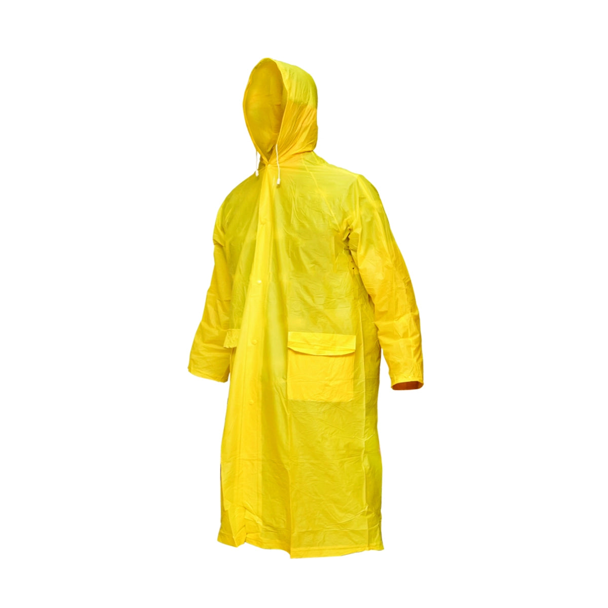 Pelerina cu gluga impermeabila din PVC, 2 buzunare, inchidere cu capse, galben, marimea L