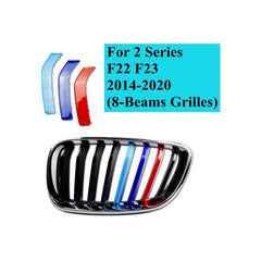 Set ornamente dungi grila fata auto compatibile BMW Seria 2 F22 F23 2014-2021 varianta grila 8 lamele
