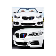 Set ornamente dungi grila fata auto compatibile BMW Seria 2 F22 F23 2014-2021 varianta grila 8 lamele