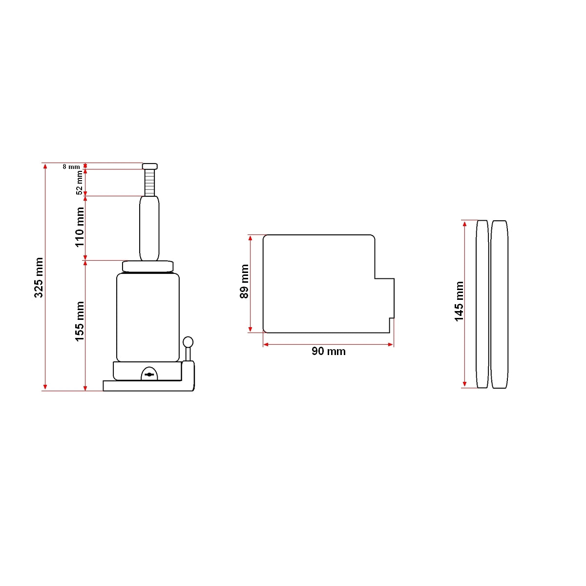 Cric hidraulic 3 tone 163 mm