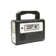 Kit de urgenta in caz de calamitate: Radio, baterie 4.5Ah cu incarcare panou solar, 3 becuri/lanterna