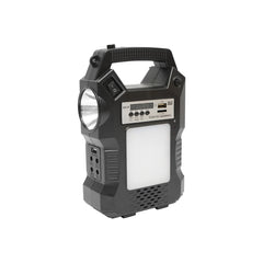 Kit de urgenta in caz de calamitate: Radio, telecomanda, baterie 6V, 3Ah cu incarcare panou solar, 3 becuri/lanterna