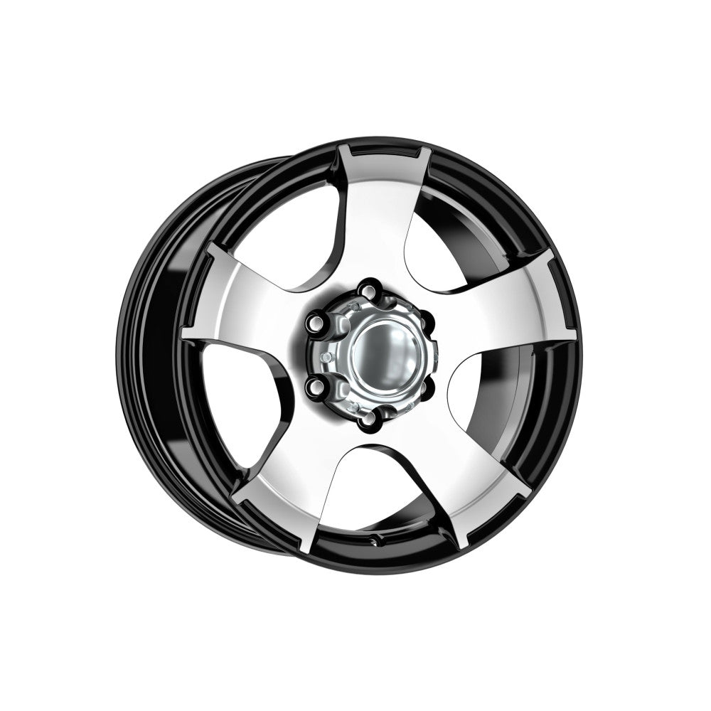Set jante aliaj DY366 KM 16x8 6x139.7 ET25 negru polish diamond cut compatibile Ford Toyota Nissan Mitsubishi