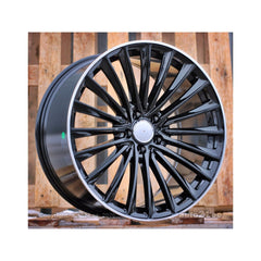 Set jante aliaj in doua latimi DY988 KM 18x8 18x9 5x112 ET40 ET48 negru margine polish diamond cut compatibile Mercedes