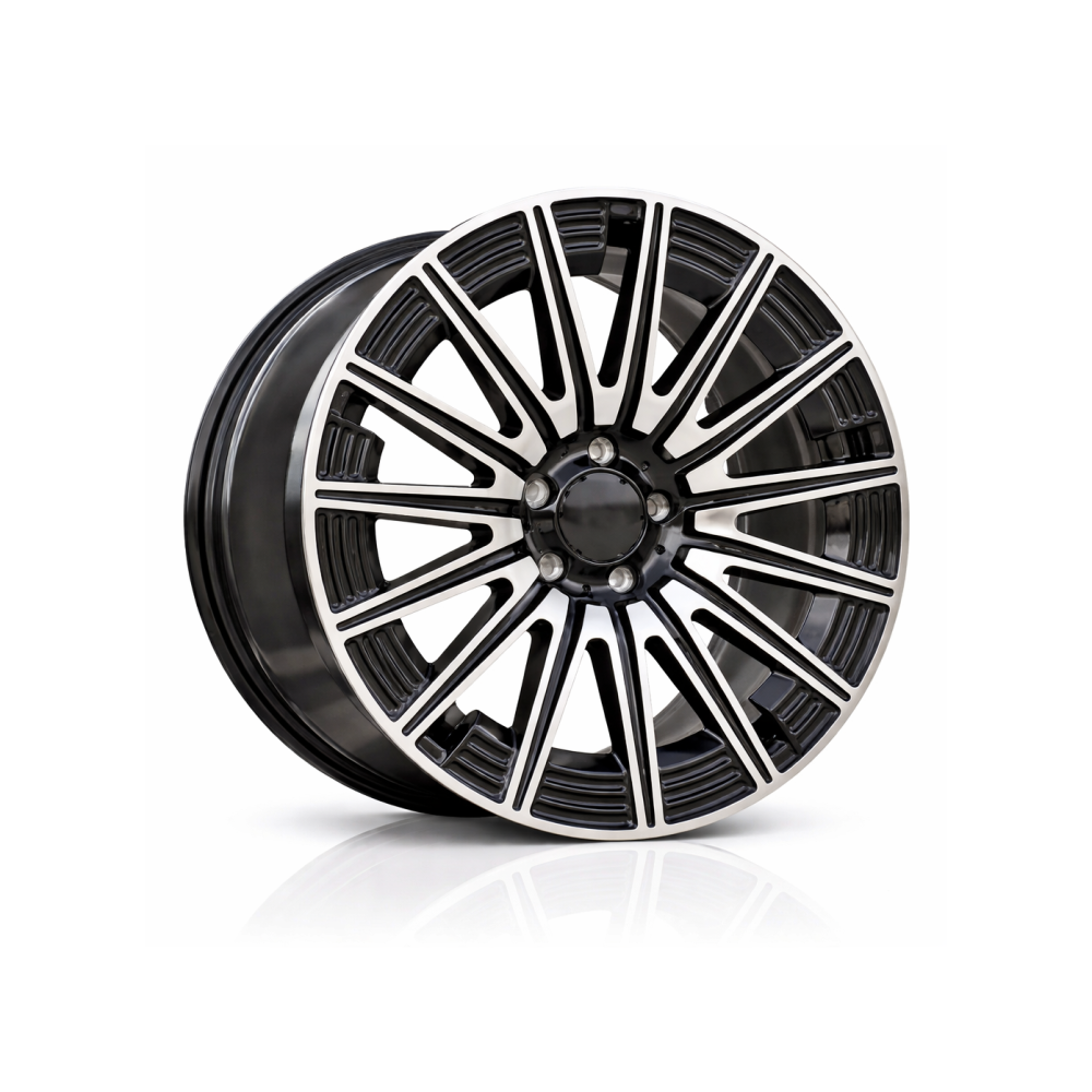 Set jante aliaj in doua latimi PDW 19x8 fata 19x9 spate 5x112 ET40 ET58 negru polish compatibile Mercedes