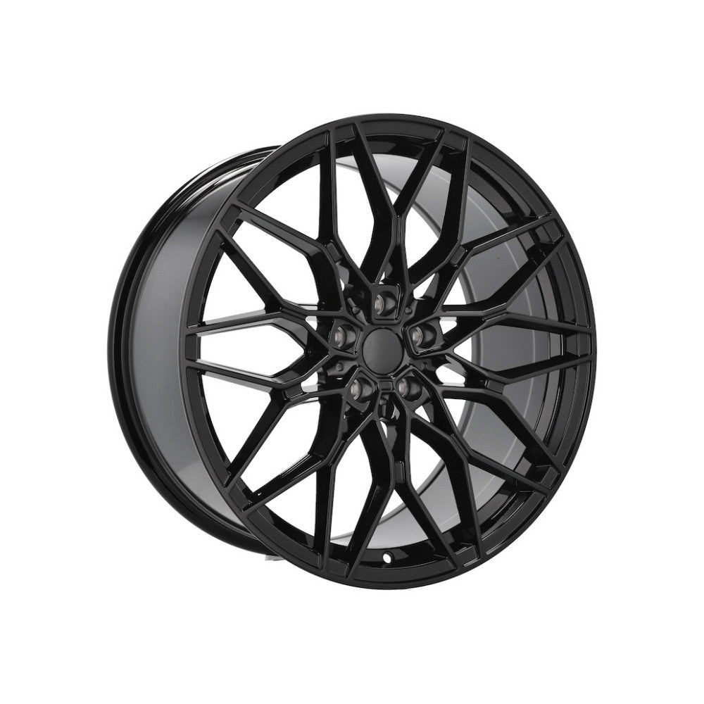 Set jante aliaj in doua latimi PDW 20x8.5 fata 20x9.5 spate 5x112 ET28 ET40 negru lucios compatibile BMW