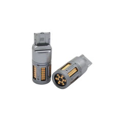 Set 2 becuri o faza T20 7440 84SMD Canbus 12V-24V nonpolar lumina galbena 1000 lumen 25W