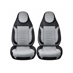 Huse scaune auto universale fractionate Premium cu tetiera fata incorporata negru cu gri