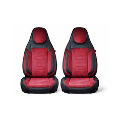 Huse scaune auto universale fractionate Premium cu tetiera fata incorporata negru cu visiniu