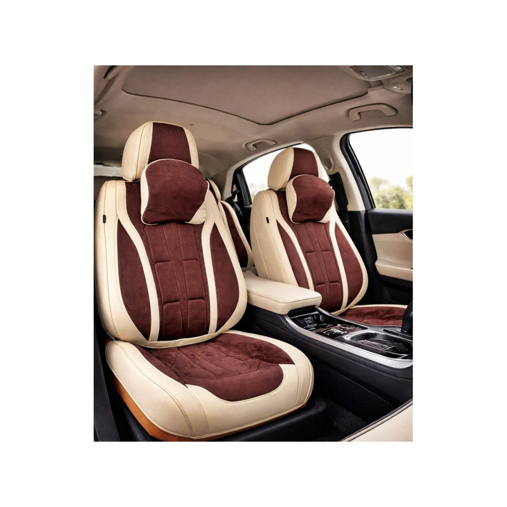 Huse scaune auto universale fractionate 9D Premium fata si spate bej maro cafea