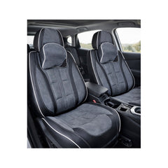 Huse scaune auto universale fractionate 9D Premium fata si spate negru gri antracit cusaturi gri