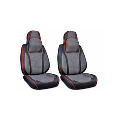 Huse scaune auto universale fractionate 9D Premium fata si spate negru cusatura rosie