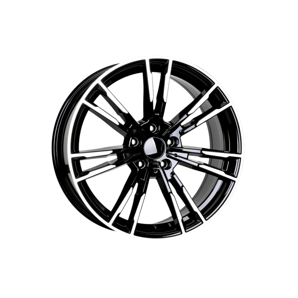 Set jante aliaj in doua latimi PDW 19x8.5 fata 19x9.5 spate 5x112 ET28 ET35 negru polish compatibile BMW