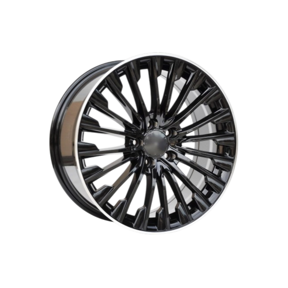 Set jante aliaj PDW 19x8 5x112 ET38 negru cu margine polish compatibile Mercedes