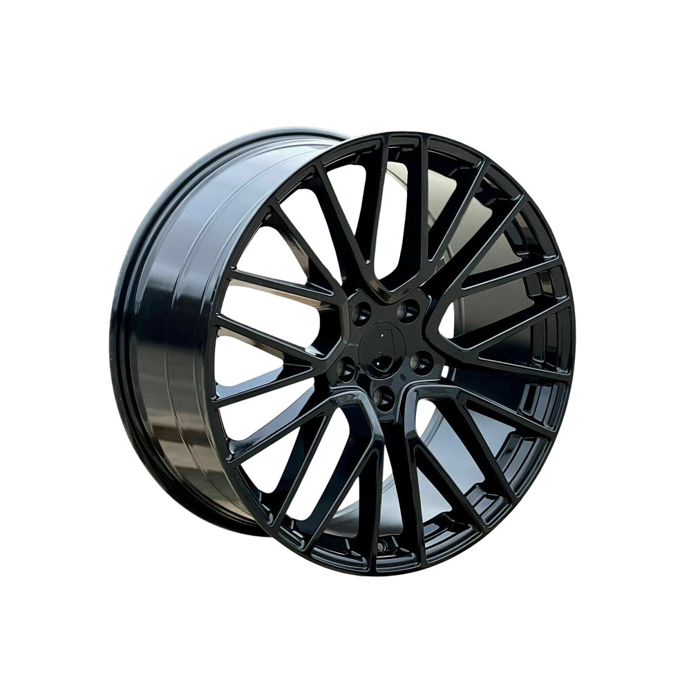 Set jante aliaj in doua latimi PDW 20x9 fata 20x10.5 spate 5x130 ET50 ET64 negru lucios compatibile Porsche