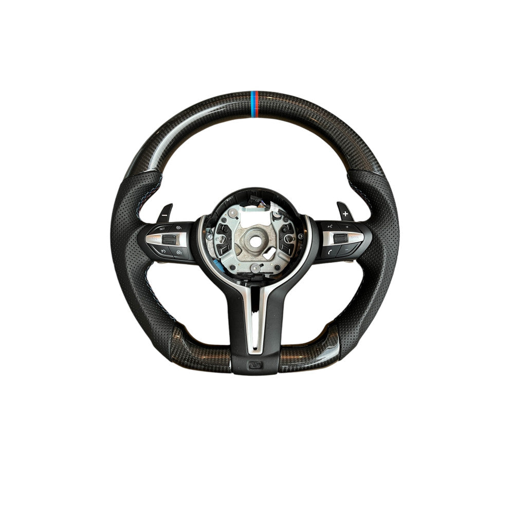 Volan sport piele si carbon compatibil cu modelele BMW Seria 1 F20,F21 Seria 2 F22,F23,F45,F87 Seria 3 F30,F31,F34 Seria 4 F32,F33,F36,F82,F83 X5 - F15 X3 - F25