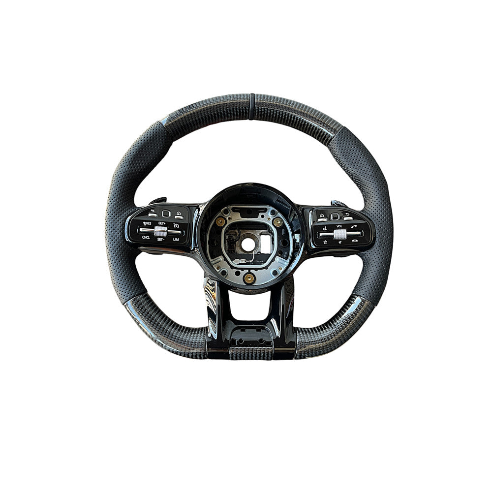 Volan sport piele perforata si carbon compatibil cu modelele Mercedes 2010-2021