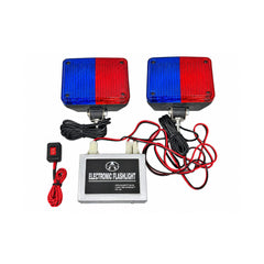 Stroboscoape auto 12V rosu-albastru set 2 bucati cu modul de comanda
