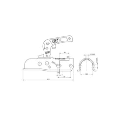 Cupla remorca 1700 kg pentru ax rotund 50 mm